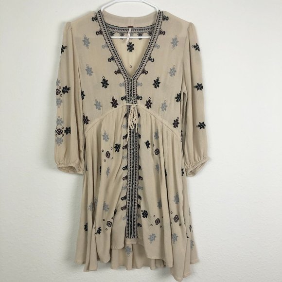 Free People Star Gazzer Cream Mini Dress - Picture 2 of 7
